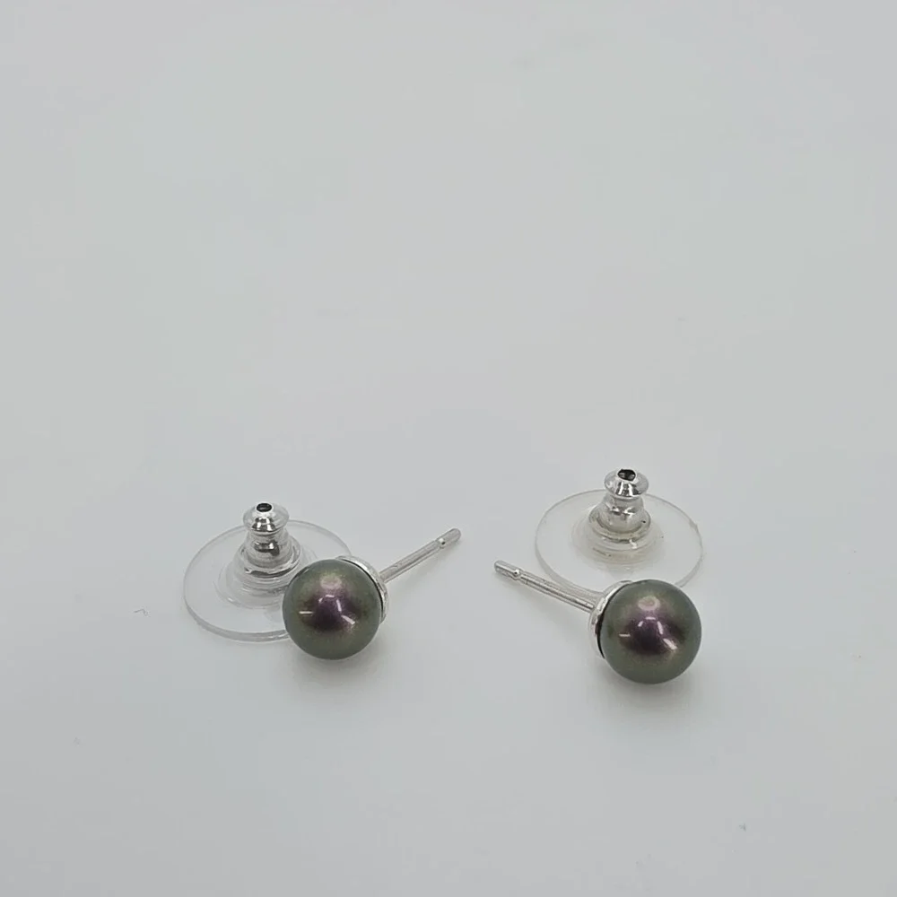 BN Signed Peacock Faux Pearl Stud Earrings 925 Sterling Silver Posts FREE $HIP!!